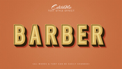 Barber vintage retro 3d Text Style Effect. Editable illustrator text style.