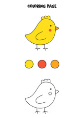 Color cute Easter chicken. Worksheet for kids.