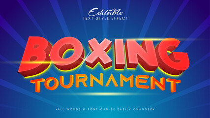 Boxing tournament sporty futuristic 3d Text Style Effect. Editable illustrator text style.