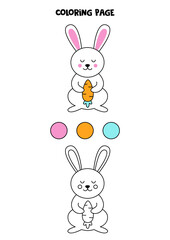 Color cute Easter bunny. Worksheet for kids.