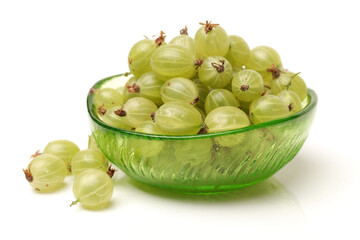 Isolatec gooseberries. Bunch of green gooseberries isolated on white background with clipping path