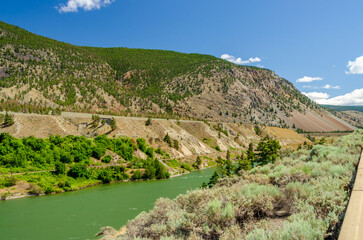 Gorgeous view at Thomson river and Pacific Canadian Railway.