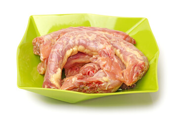 chicken neck on white background