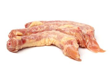 chicken neck on white background