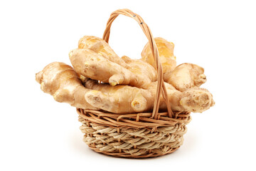 fresh ginger on white background