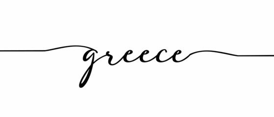 GREECE - Continuous one line calligraphy with Single word quotes. Minimalistic handwriting with white background.