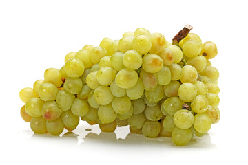 bunch of green grapes on white.