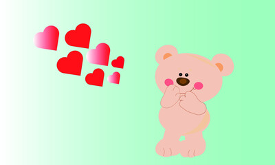 Obraz na płótnie Canvas 14 February valentine's day or teddy bear with love heart abstract vector logo template