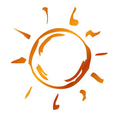 simple vector sketch, Golden sun burst and circle frame