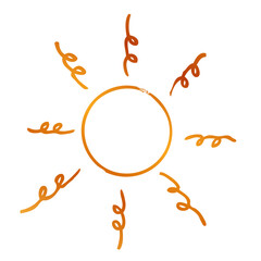 Simple Vector Hand draw Sketch of Golden Sunburst, sun Burst, Isolated on White