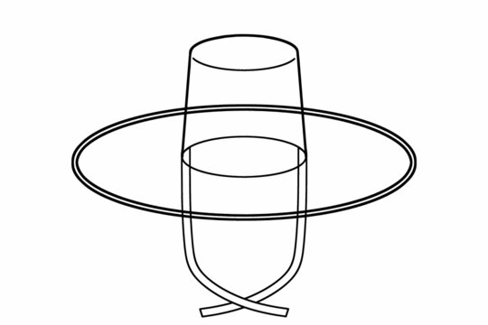 Gat. A gat is the name of Korean traditional hat worn by men along with hanbok (Korean traditional clothing) during the Joseon period. Vector line art illustration.