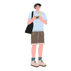 Man with camera vector illustration