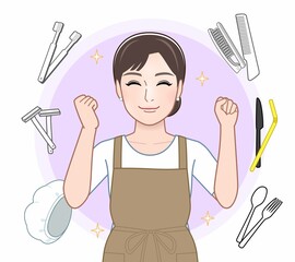 プラスチックゴミと女性