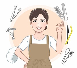 プラスチックゴミと女性