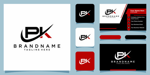 PK logo. Company logo. Monogram design. Letters P and K with business card design - obrazy, fototapety, plakaty