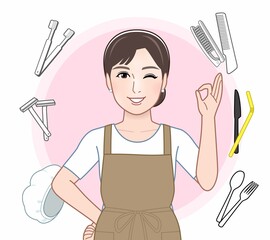 プラスチックゴミと女性