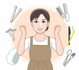 プラスチックゴミと女性