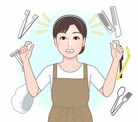 プラスチックゴミと女性