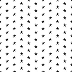 Square seamless background pattern from geometric shapes. The pattern is evenly filled with big black starfish symbols. Vector illustration on white background