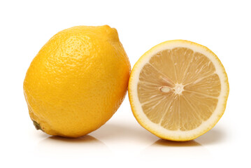 Ripe lemons on white background