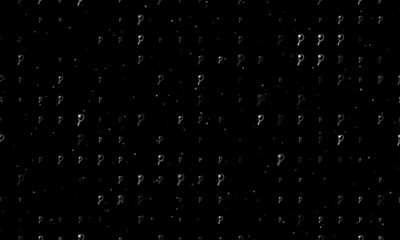 Seamless background pattern of evenly spaced white tennis symbols of different sizes and opacity. Vector illustration on black background with stars