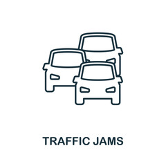 Traffic Jams icon. Line element from big city life collection. Linear Traffic Jams icon sign for web design, infographics and more.