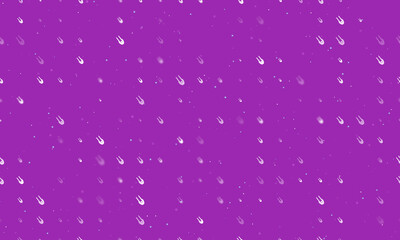 Seamless background pattern of evenly spaced white solo bobsleigh symbols of different sizes and opacity. Vector illustration on purple background with stars