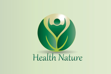 Health Nature green leaves figure in a circle shape icon logo vector image design graphic illustration background template