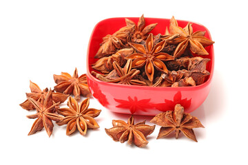 star anise on white .