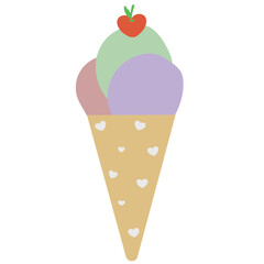 Simple flat drawn ice cream cone vector.