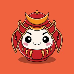Cute japanese daruma samurai, Vector illustration eps.10
