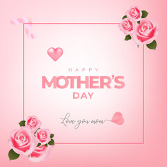 Happy mother's day lettering design with beautiful blossom flower