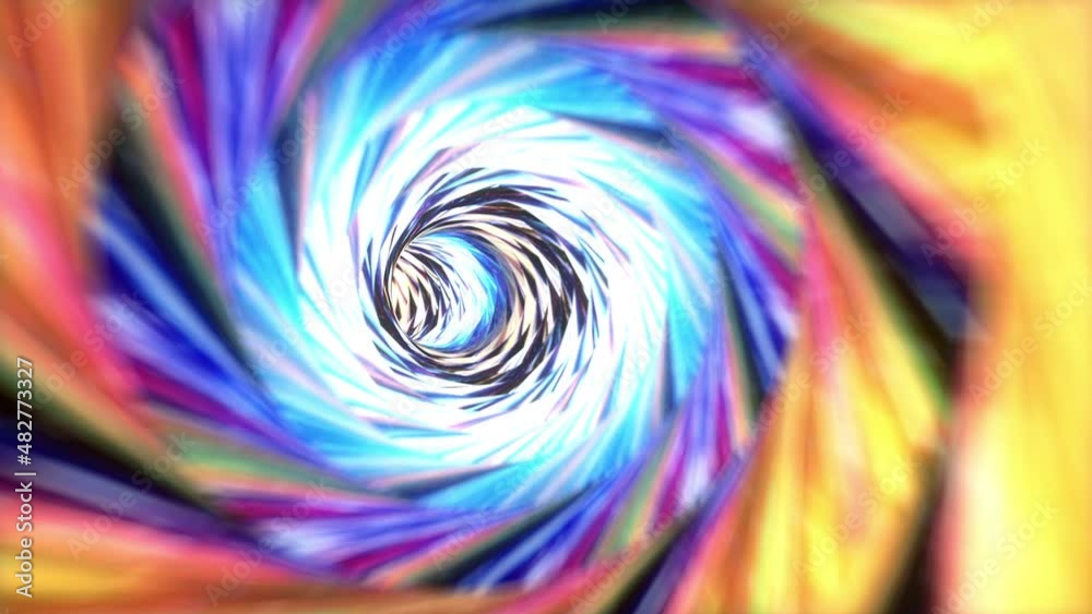 Sticker abstract dark glow light colorful hyperspace warp tunnel through time and space animation. 4k 3d loo