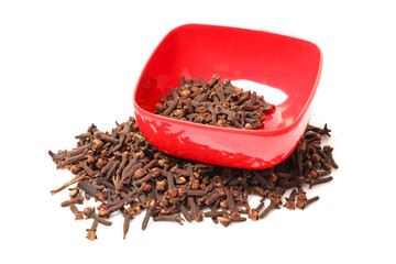 dry cloves on white background