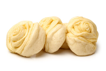 Chinese steamed roll. Close up on white background 