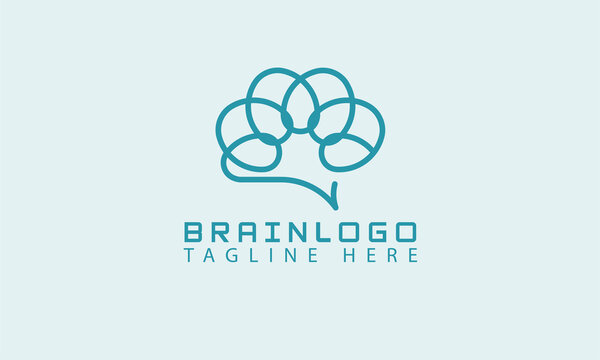 Brain Logo. simple and minimalist line Style brain logo inspiration. usable for Tech, business and company logos, flat design logo template,vector illustration