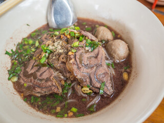 boodle with beef and pork ball in a bowl