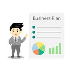 Businessman presenting about business plan cartoon vector