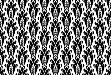 Flower geometric pattern. Seamless vector background. White and black ornament