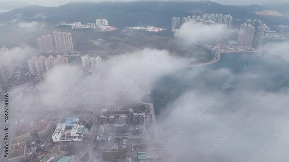 Canvas Prints aerial view of Hong Kong city from sky 