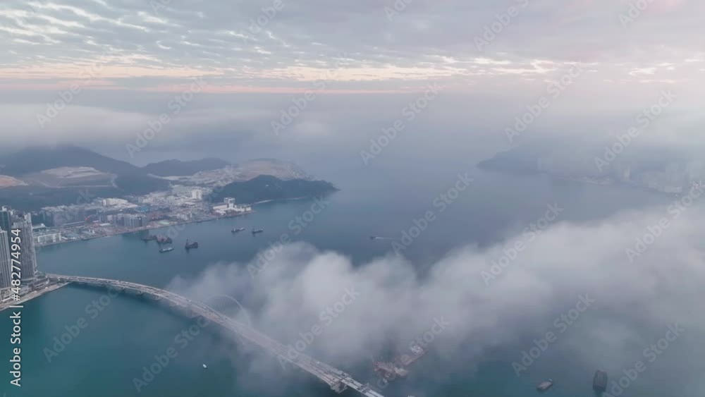 Canvas Prints aerial view of Hong Kong city from sky 