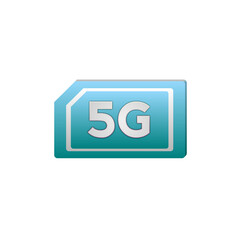 Illustration of a Blue color 5g SIM card, isolated on a white background