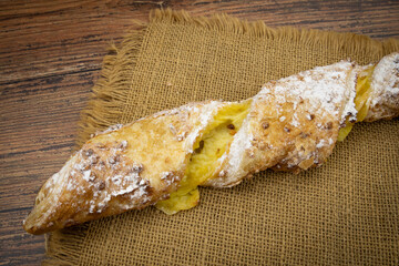 cream twist on a burlap