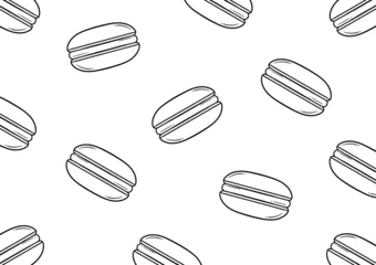 Tableaux ronds sur aluminium brossé Macarons hand drawn macarons on a white background