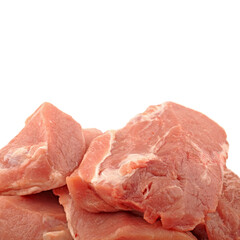 meat cubes on white background