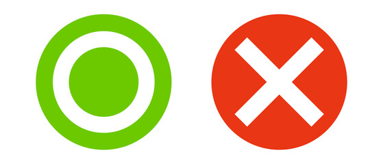 Circle and cross icon set. Vector.