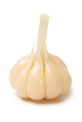 Sweet and sour garlic on white background 