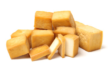 Dried bean curd on white background