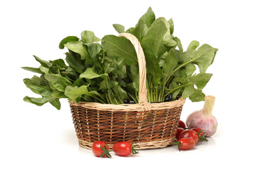 Naklejka premium Spinach on a white background