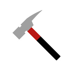 Red hammer icon. Tool. Vectors.